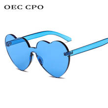 OEC CPO винтажные женские солнцезащитные очки без оправы в форме сердца ацетатные солнцезащитные очки унисекс модные Oculos UV400 O66 2024 - купить недорого