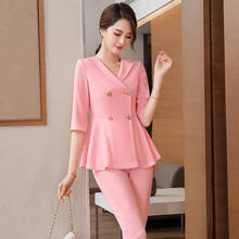 Elegant Pink Half Sleeve 2021 Spring Summer Formal OL Styles Women Business Suits Professional Ladies Office Work Wear Blazers 2024 - buy cheap