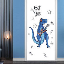 Rock Roll Dinosaur Wall Stickers for Kids Room Cartoon Animals Home Decor Art Viny PVC Wallpaper Creative Door Fridge Decoration 2024 - buy cheap