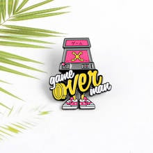 Pink Arcade Game Machine Enamel Pin Game Over Brooch Denim Jeans shirt Bag Retro Game Machine Jewelry Gift for Friends Boy Men 2024 - buy cheap