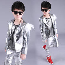 Kids Jazz Costumes Silver Jacket Pants Street Boys Hip Hop Clothes Singer Drum Performance Hiphop Dance Stage Clothing DNV14458 2024 - buy cheap
