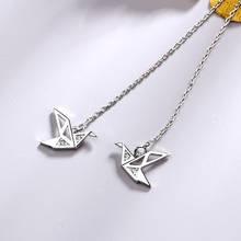 Sweet Simple Paper Crane Long Ear Chain quality Tassel Drop Earrings For Women Jewelry Gift pendientes brincos Lady 2024 - buy cheap