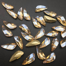 30/100pcs Colourful Wing shape Nail Glitter Rhinestones Glass Flat Back 3D Diamond 5X11mm Nail Art Decorations 2024 - buy cheap