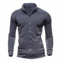 Chic Men Solid Color Stand Collar Long Sleeve Zip Up Casual Coat Jacket Outwear 2024 - buy cheap