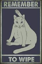 Lembre-se de limpar gato engraçado poster metal estanho sinal (12x 8 Polegada)-retro estanho sinal para cozinha parede decoração de casa 2024 - compre barato