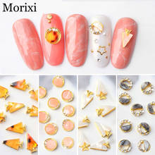 Nail art alloy rhinestone round bag Triangle shape Opal stones pink gold white crystal drill 3D nail art glass diamond MZ107 2024 - buy cheap