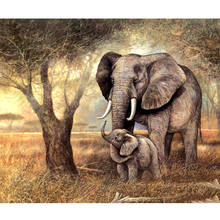 Pintura de diamante cuadrado completo, mosaico bordado de punto de cruz de elefante 5D, imágenes de diamantes de imitación de animales, Kit de Arte de diamantes 2024 - compra barato