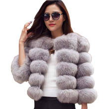 2021 Winter Fashion Women Thick Warm Faux Fur Coat  3/4 Sleeve Elegant Artificial Fur Jacket Female Pink Outerwear  PC148 2024 - buy cheap