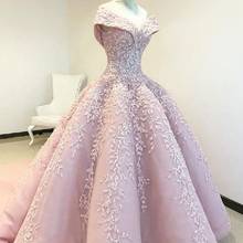Элегантное розовое свадебное платье с открытыми плечами es 2020 Милая с аппликацией из кружева атласный бальный наряд свадебное платье свадебные платья для невесты 2024 - купить недорого