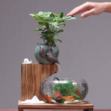 Transparent Glass Fish Tank Lucky Feng Shui Ceramic Water Fountain Humidifier Indoor Desktop Fountains Ornaments Home Decor Gift 2024 - buy cheap