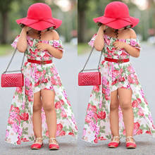 Dropshipping 3Pcs Clothes Set Summer Toddler Kid Baby Girl Floral Tops Shorts Pants Chiffon Dresses Clothes 2024 - buy cheap