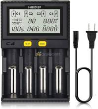 Зарядное устройство C4 Miboxer, 4 слота для аккумуляторов 10340, 10440, AA, AAA, 14500, 18650, 26650, универсальное зарядное устройство 2024 - купить недорого