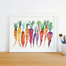 Póster de estilo nórdico para decoración moderna de cocina, lienzo impreso con acuarela, zanahorias, arcoíris, vegetales, arte de pared 2024 - compra barato