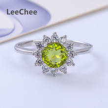 100% natrual peridot ring Green gemstone 6*6mm round cut party jewelry for women gift Real 925 Solid Sterling Silver jewelry 2024 - buy cheap