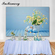 InMemory Spring Easter Photography Backdrops Flower Wooden Floor Blue Wall Baby Shower Newborn Portrait Background Photo Studio 2024 - buy cheap