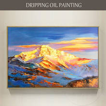 Artist Hand-painted High Quality Abstract Natural Scene Mountains Oil Painting on Canvas Sunset Landscape Mountain Oil Painting 2024 - buy cheap