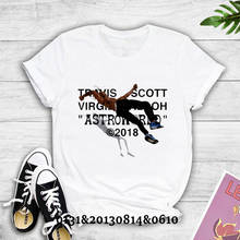 Camiseta estampada travis scott virgil abloh, camiseta para mulheres, melhor qualidade, hip-hop, astroworld, verão, casual 2024 - compre barato