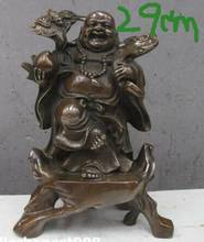 Estatua de bronce de plata tibetana de Maitreya, Buda Fushou, calabaza, 29cm 2024 - compra barato