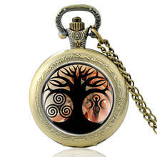 Classic Tree of Life Trisceli Bronze Vintage Quartz Pocket Watch Pendant Clock Watch Men Women Necklace Gifts 2024 - buy cheap