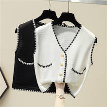 Summer Women Sleeveless V-Neck Knitted Basic Sweater Coat Shirt Lady Short Elastic Slim Cardigan Button Pocket Chic Blouse Tops 2024 - buy cheap