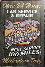 Última garagem aberta 24 horas vintage metal estanho sinais rústico pino up cartaz placa pub decoração da parede 2024 - compre barato