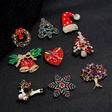 New Christmas Brooches Pins Cute Rhinestone Christmas Trees  Red Hat Heart Fashion Christmas Brooch For Women Party Jewelry Gift 2024 - buy cheap