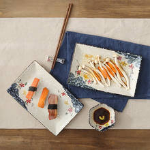 Lingao japonês esmalte pintado à mão sob o prato de cerâmica de sushi para prato de sobremesa frutas prato retangular de mesa de porcelana de hotel 2024 - compre barato
