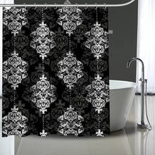 Cortinas de poliéster impermeables para baño, visillo de ducha con ganchos de plástico, color blanco y negro personalizado, más tamaño, novedad 2024 - compra barato