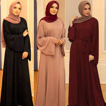 Women Modest Wear Long Nida Abaya Dress Muslim Plain Robe Long Sleeves Summer Maxi Dress Dubai Turkey Elegant Wear Solid Color 2024 - buy cheap