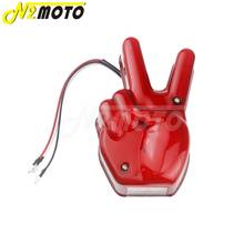 Motorcycle Hand Victory LED Red Light Stop Lamp Peace Sign Tail Light For Harley Cafe Racer Chopper Bobber Custom Universal 2024 - buy cheap