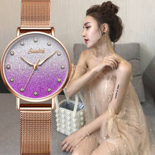 Aço inoxidável malha relógios de pulso marca superior de luxo japão movimento quartzo rosa ouro designer elegante estilo relógios para mulher 2024 - compre barato