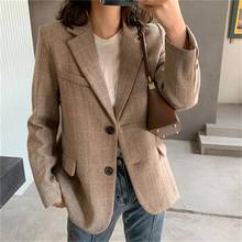 Fashio wool plaid Blazers Women Jackets Suit Ladies spring winter New high quality Casual retro plaid suit women coat women 2024 - buy cheap