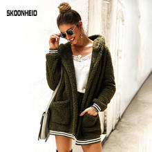 SINGRAIN Women Hooded Fleece Jacket Winter Shaggy Overcoat Thick Outwear Fashion Warm Fluff Outerwear Long Sleeve Faux Fur Coat 2024 - buy cheap