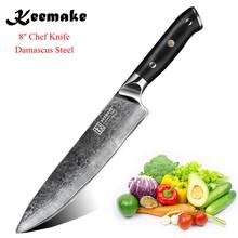 Keemake faca do chef damasco santoku utilitário cutelo pão aparar faca japonês vg10 aço lâmina afiada facas de cozinha g10 lidar com 2024 - compre barato