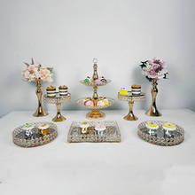 High-quality Cake Stand Set gold 2 tiers  Crystal Metal cake plate Cupcake decorations Dessert Pedestal Party Display 2024 - buy cheap