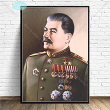 Poster joseph stalin retrato pintura da lona cartazes e cópias da arte da parede para sala de estar decoração casa 2024 - compre barato