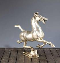 Медная Статуя Посеребренная латунная лошадь, наступающая на летающие Ласточки украшения 2024 - купить недорого