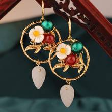 Fashion summer shell flower green drop earring Korean temperament long earrings national wind earrings for women Jewelry 2024 - buy cheap