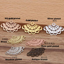 1000pcs Copper-plated 14x23mm fan shaped filigree flower wraps connector flower piece earring pendant charms findings FCN-030 2024 - buy cheap