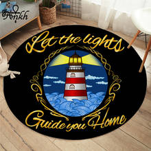 Lighthouse by Taemin Ankh-alfombras de dormitorio, Alfombra de área redonda Oceánica para sala de estar, alfombra de suelo de navegación, alfombrilla con letras doradas de 150cm 2024 - compra barato