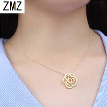 ZMZ-Colgante de Rosa hueca para mujer, 10 unidades/lote, 2019, joyería minimalista de planta encantadora, regalo para novia/madre, joyería para fiesta 2024 - compra barato