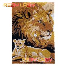 Latch Hook Rug Kits Lion Family Plush Wall Hangings DIY Carpet Rug Chunky Yarn Arts Cushion Crocheted Floor Mat Hobby & Crafts 2024 - buy cheap