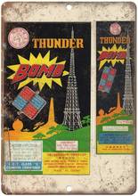 BNIST-Paquete de petardos Thunder Gun, letrero de estaño antiguo de Metal Vintage, señal de advertencia, placa, cartel de pared, cartel de arte Retro 2024 - compra barato