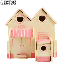 Детские игрушки Деревянный 3D дом строительные Пазлы игрушки для детей DIY розовый домик сборные модели наборы Обучающие деревянные пазлы подарки 2024 - купить недорого