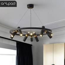 Artpad Ceiling Pendant Light Gu10 Bulb Rotatable 3/6/9 LED Hanging Pendant Light Dining Room Cloth Store Suspended Light Fixture 2024 - buy cheap