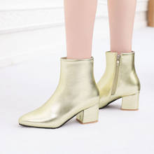 Fashion Ankle Boots For Women Casual Low Heels Motorcycle Boots Women PU Leather Spring Autumn Black Gold Silver Ladies Shoes 2024 - buy cheap