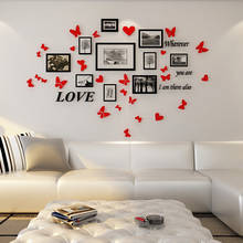 Adesivo de parede espelho acrílico borboleta, quarto, sala de estar, fotos de decoração de parede, combinação de quadro de casa, arte, decoração de parede faça você mesmo 2024 - compre barato