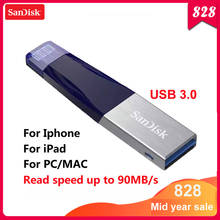 Sandisk-pen drive usb 3.0 original, 64gb, 128gb, memória flash, para iphone x/8/7/7 plus/6/6 plus/6s/ipad 2024 - compre barato