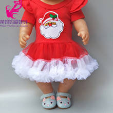 Платье Санта-Клауса для куклы 43 см с лентой для волос для куклы 18 дюймов, одежда для малышей 2024 - купить недорого