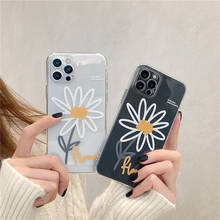 Gykz moda arte margarida flor claro caso de telefone para iphone 12 11 pro xs max xr x se20 7 8 6plus floral macio silicone capa fundas 2024 - compre barato